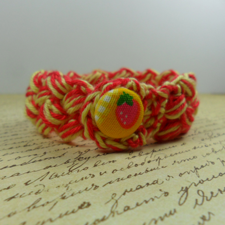 Crochet Bracelet - Red & Yellow